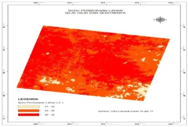Gambar 4. Suhu Permukaan Lahan Hasil Analisis Data 
