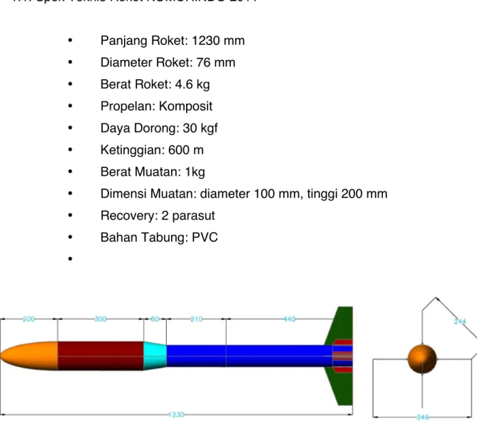 Gambar 1.1: Dimensi Roket RUM 