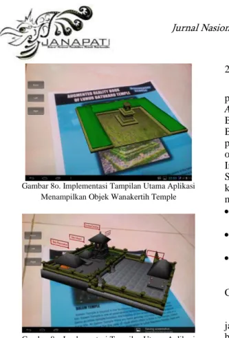 Gambar 8o. Implementasi Tampilan Utama Aplikasi  Menampilkan Objek Wanakertih Temple 