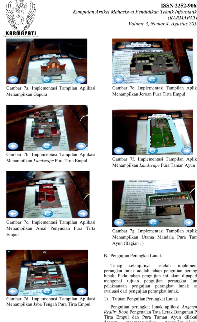 Gambar  7c.  Implementasi  Tampilan  Aplikasi  Menampilkan  Areal  Penyucian  Pura  Tirta  Empul