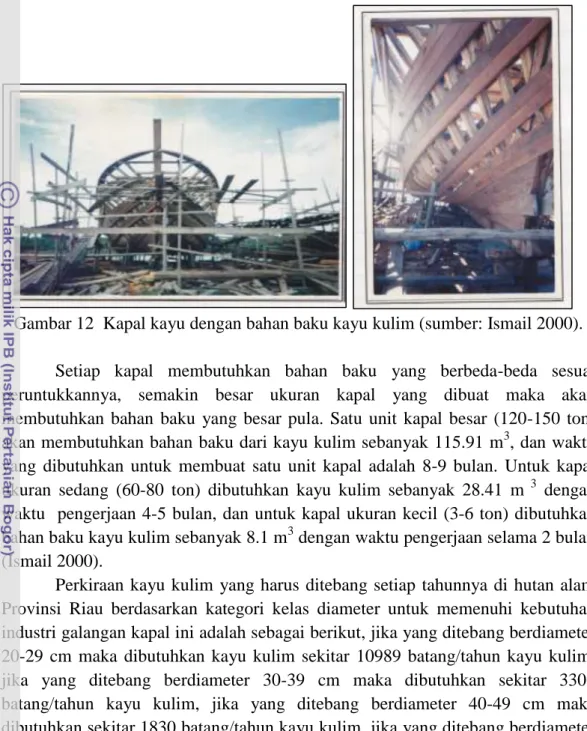 Gambar 12  Kapal kayu dengan bahan baku kayu kulim (sumber: Ismail 2000). 
