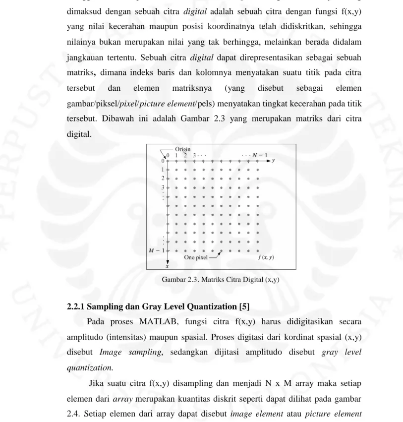 Gambar 2.3. Matriks Citra Digital (x,y)