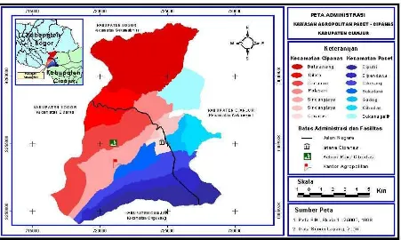 Gambar 3.  Peta Administrasi Kawasan Agropolitan Pacet-Cipanas 