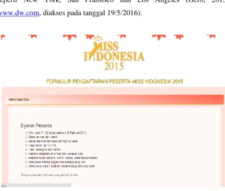 Gambar 1.1. Persyaratan menjadi Miss Indonesia 2015  Sumber: www.rcti.tv  