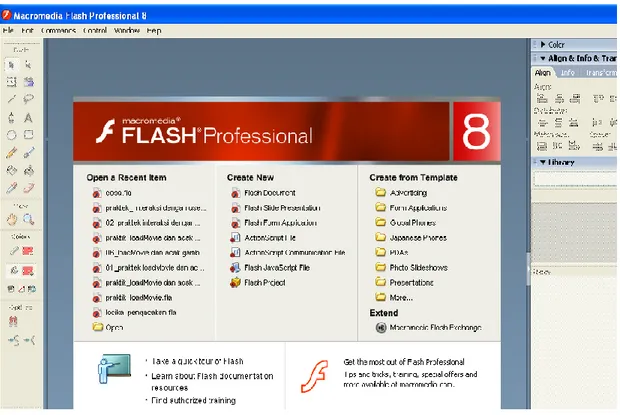 Gambar 2.12 Tampilan awal macromedia flash player 8 