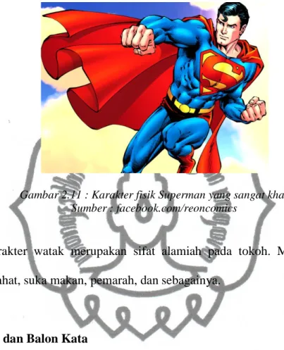 Gambar 2.11 : Karakter fisik Superman yang sangat khas  Sumber : facebook.com/reoncomics 