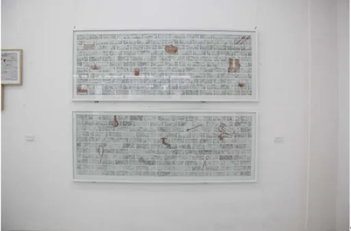 Gambar 3.3 Menyadari Cinta dan Kasihnya, pensil dan pensil warna diatas kertas Canson C’agrain (dua pasang) 120 gsm, 200cm x 75cm, 2014 