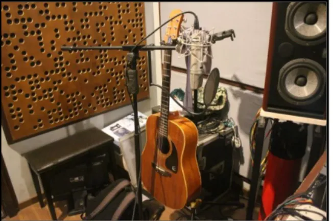 Gambar 2.5. Microphone dan Gitar Akustik Epiphone  (Sumber : dokumentasi pribadi) 