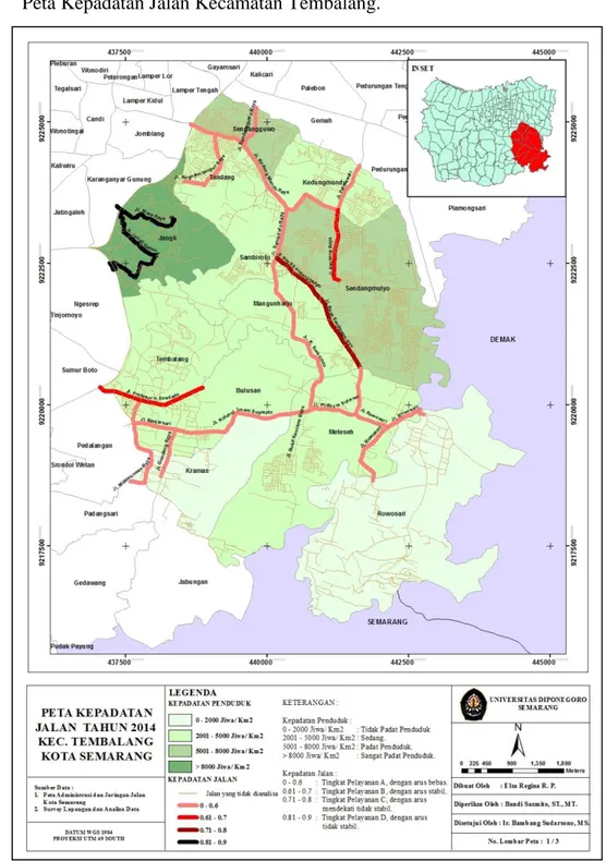 Gambar 4.3. Peta kepadatan jalan Kecamatan Tembalang Tahun 2014. 