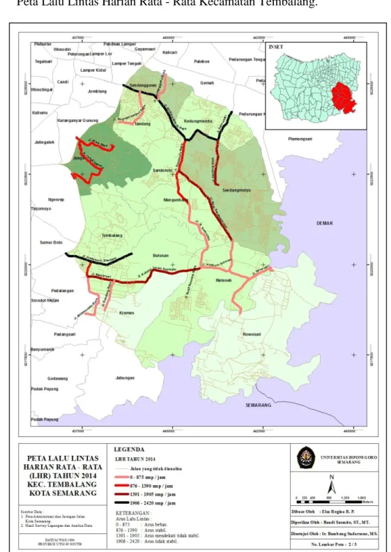 Gambar 4.4. Peta Lalu Lintas Harian Rata - Rata Kecamatan Tembalang Tahun 2014. 
