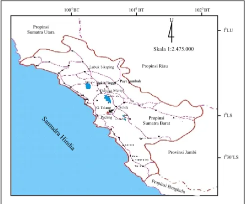 Gambar 1. Peta lokasi Gunung Talang, Sumatera Barat.