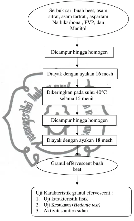Gambar  3.2  Diagram  Alir  Metode  Granulasi  Kering  Pembuatan  Granul  Effervescent  (Contoh  Kasus  Untuk  Formula  1  dalam  formulasi  100 %) 