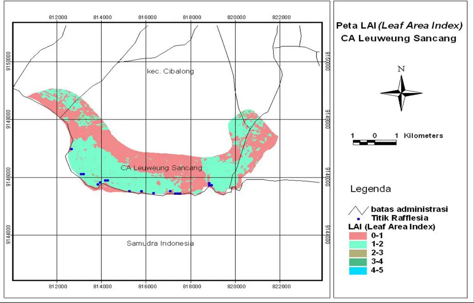 Gambar 11  Peta (LAI) Leaf Area Index CA Leuweung Sancang. 