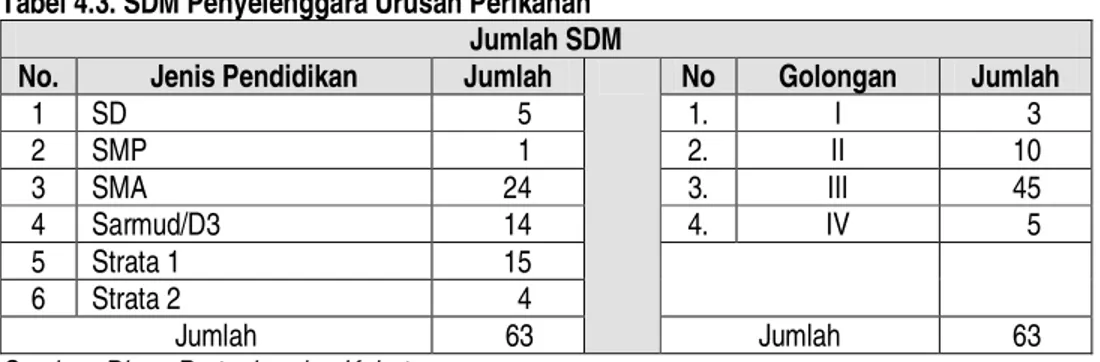 Tabel 4.3. SDM Penyelenggara Urusan Perikanan  Jumlah SDM 