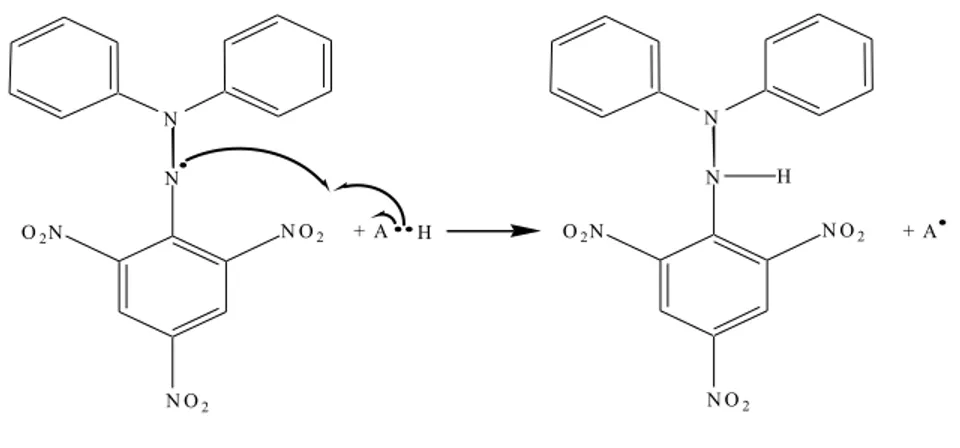 Gambar 1. Reaksi Radikal DPPH dengan Antioksidan (Windono et al., 2001). 