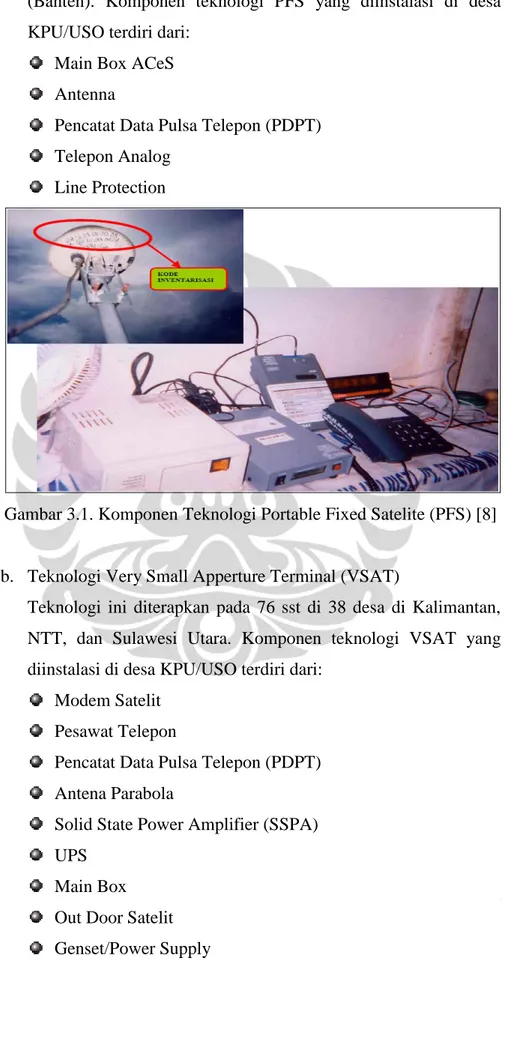 Gambar 3.1. Komponen Teknologi Portable Fixed Satelite (PFS) [8] 