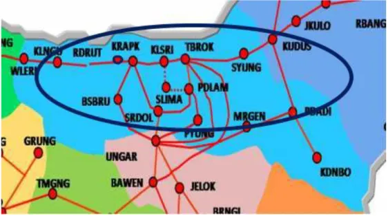 Gambar 2.3 Wilayah Peta Gardu Induk Area Semarang  2.5.  Struktur Organisasi Perusahaan 