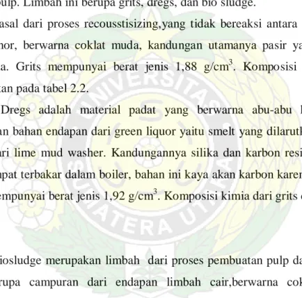 Tabel 2.2.  Komposisi Kimia Limbah Padat Pulp  