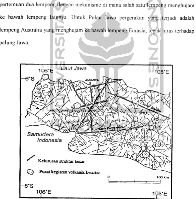 Gambar 3.7 Sesar-sesar di sekitar Jawa Barat yang mempengaruhi seismisitas Kota Bandung (Huchon &amp; Pichon, 1984 )