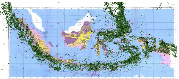Gambar IV-1 berikut menunjukkan sebaran episenter gempa di wilayah Indonesia  dan sekitarnya
