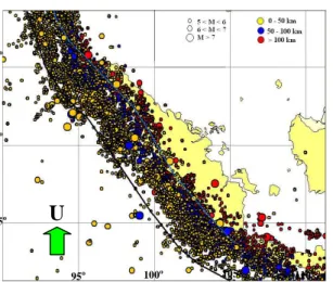 Gambar 1. Sebaran sumber gempa periode 1900-2007                         (gabungan katalog NEIC, ISC dan EHB)
