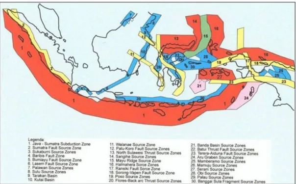 Gambar 2. 17 Zona Sumber Gempa Wilayah Indonesia (Kertapati, 1999)