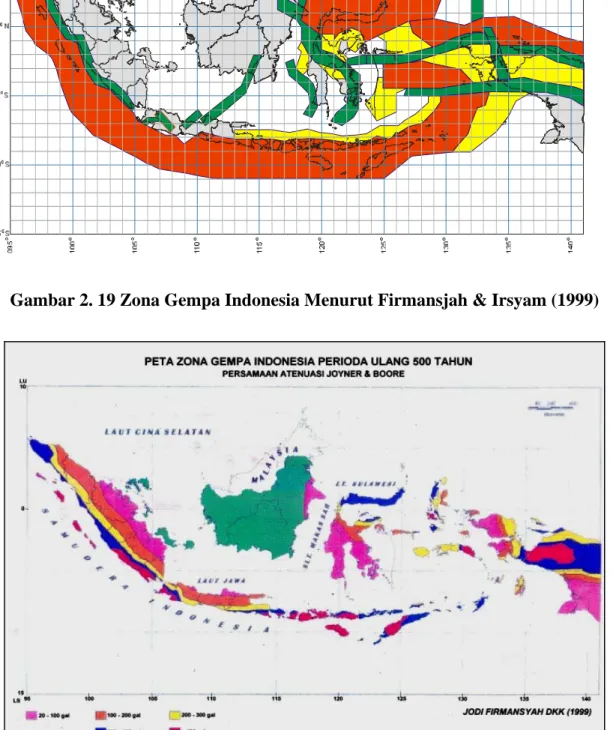 Gambar 2. 20 Peta Gempa Indonesia Menurut Firmansjah &amp; Irsyam (1999) 