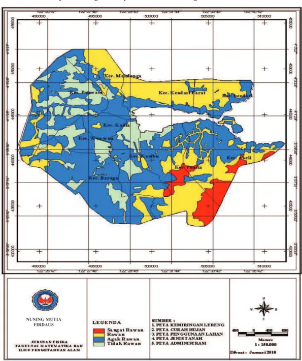 Gambar 4. Peta tematik ancaman tanah longsor di Kota Kendari 