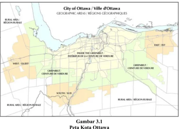 Gambar 3.1 Peta Kota Ottawa 3.2 Gambaran Umum Sistem Transportasi Ottawa