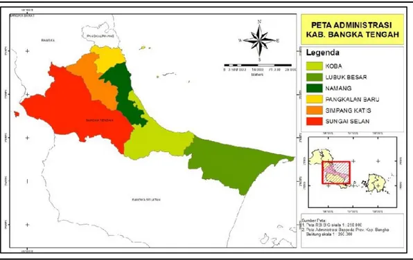 Gambar 2. Peta administrasi Kabupaten Bangka Tengah
