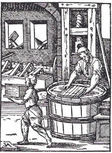 Gambar 2.4 Pembuatan Kertas di Eropa 