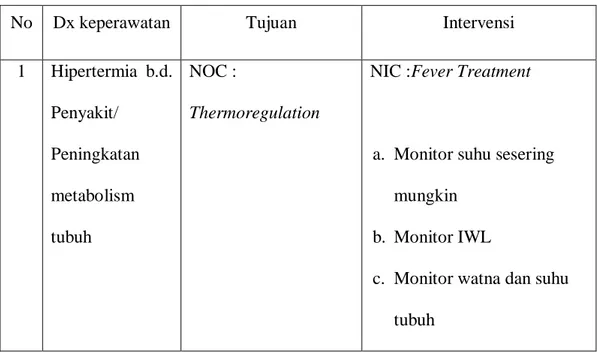 Table 2.3 Intervensi Asuhan Keperawatan (NANDA,  NIC,2012,NOC,2012) 