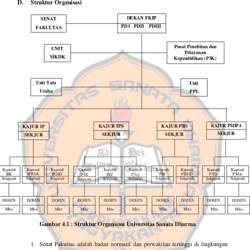 Gambar 4.1 : Struktur Organisasi Universitas Sanata Dharma 