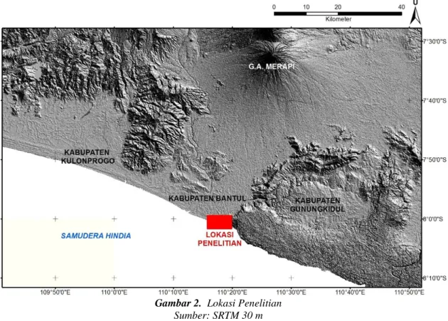 Gambar 2.  Lokasi Penelitian  Sumber: SRTM 30 m  Data dan Metode 