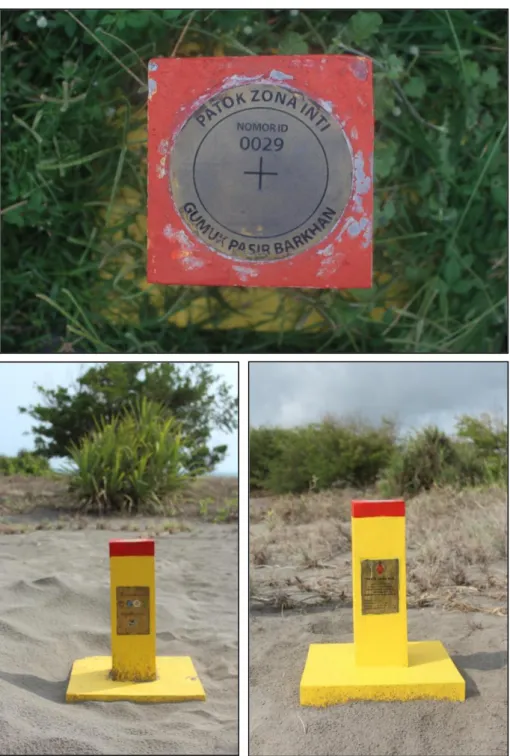 Gambar 9. Kenampakan tetenger zona inti gumuk pasir di lapangan  Sumber: Maulana, 2016 