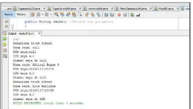 Gambar 6.3 output program pada java
