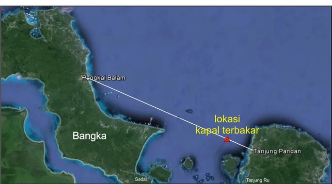 Gambar I-4: Lokasi kecelakaan KM. Express Bahari 8C (sumber: Google Earth) 