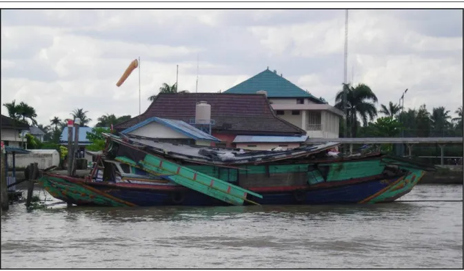 Gambar I-6: Kondisi bangunan atas Kapal Jukung Irpansya setelah ditambatkan di Dermaga Polair 