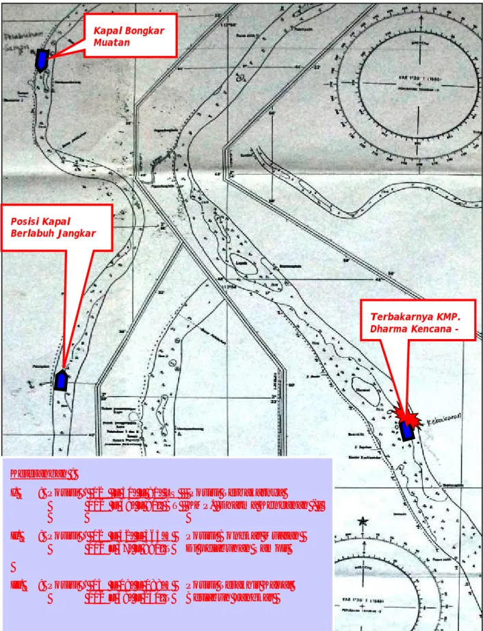 Gambar I-2 peta lokasi kejadian KMP. Dharma Kencana I Keterangan : 