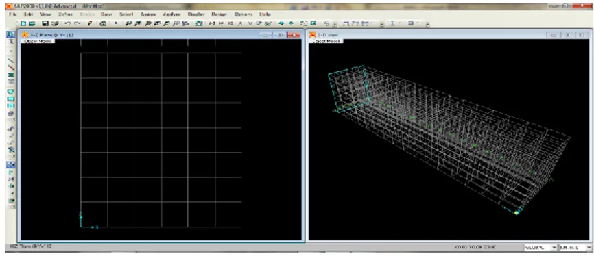 Gambar 3.3 Tampilan Grid Lines 2D dan 3D   (Sumber : SAP 2000) 