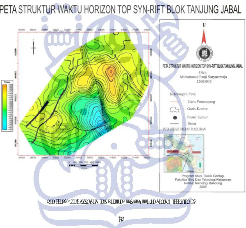 Gambar 4.12 Peta Struktur Waktu Horizon Top Syn-Rift Blok Tanjung Jabal, Jambi.