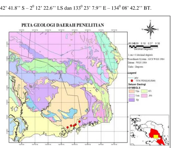 Gambar 1. Peta Geologi Daerah Penelitian (SRTM-90) 