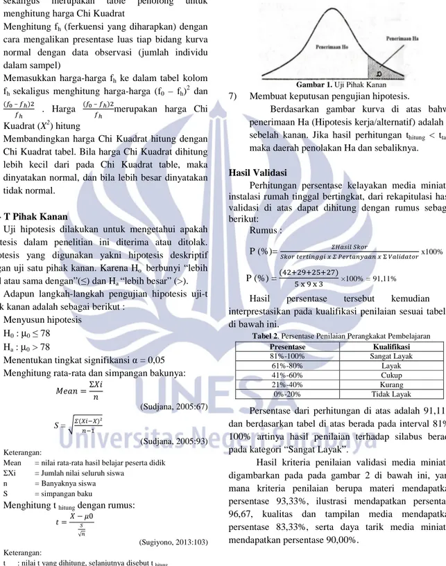 Gambar 1. Uji Pihak Kanan 