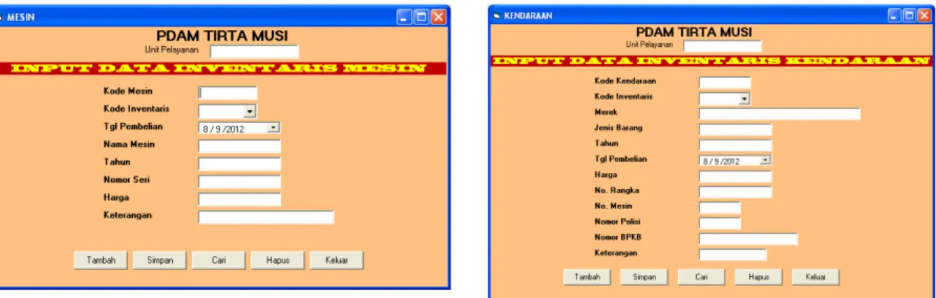 Gambar 11. Tampilan Input Data Inventaris  Mesin 