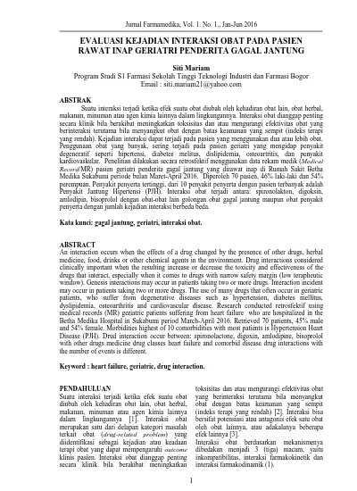 EVALUASI KEJADIAN INTERAKSI OBAT PADA PASIEN RAWAT INAP GERIATRI ...