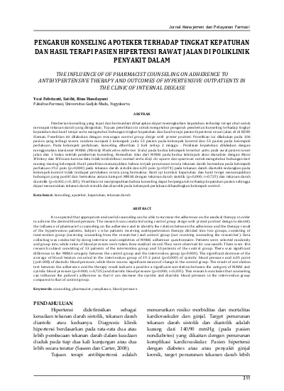 Pengaruh Konseling Apoteker Terhadap Tingkat Kepatuhan Dan Hasil Terapi
