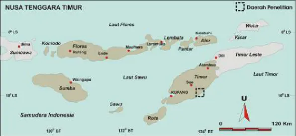 Gambar 1. Lokasi daerah penelitian yang berada di Timor Tengah Selatan.