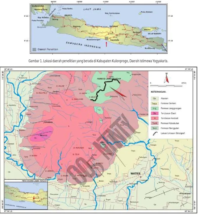 Gambar 1. Lokasi daerah penelitian yang berada di Kabupaten Kulonprogo, Daerah Istimewa Yogyakarta.