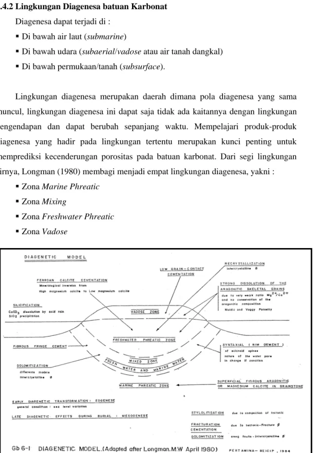 Gambar 4.9 Model lingkungan diagenesa Longman (1981 dalam Koesoemadinata, 1987)