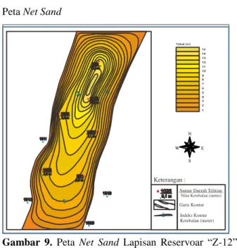 Gambar  9.  Peta  Net  Sand  Lapisan  Reservoar  “Z-12” 